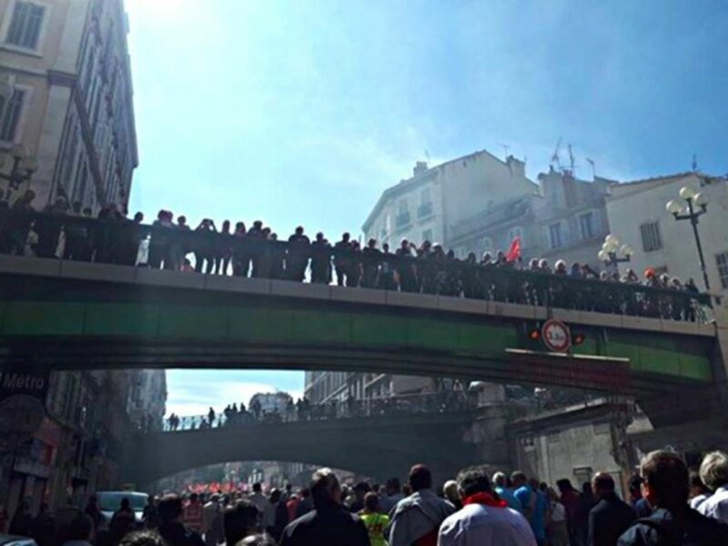 Protesters in Marseille on Tuesday
