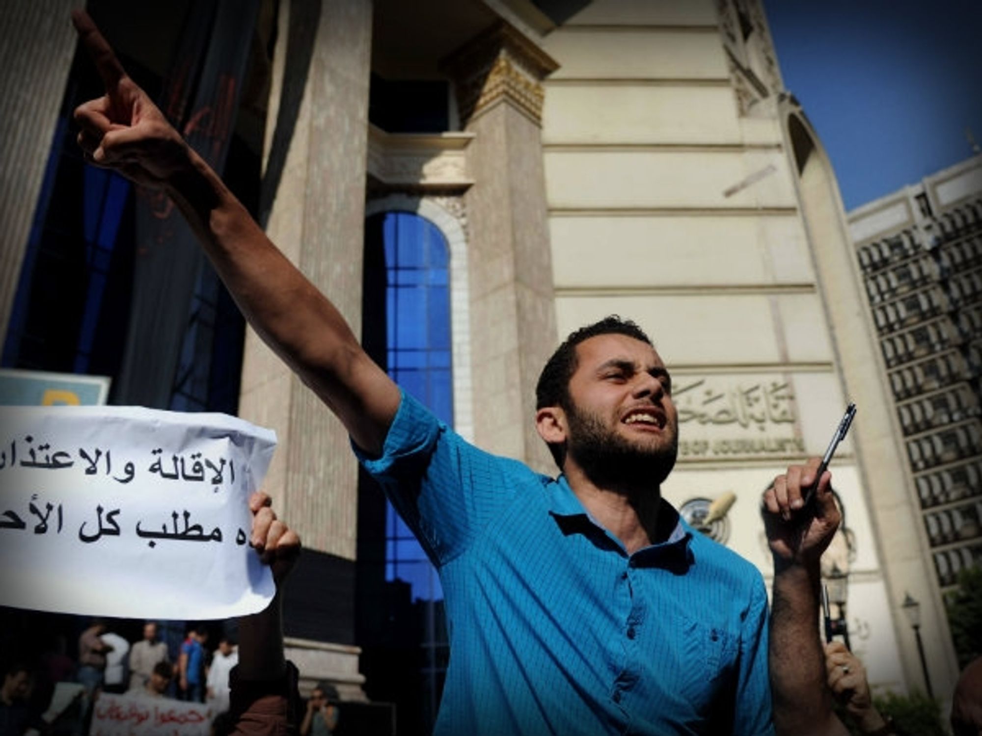 Protesting last May against the jailing of Egyptian journalists.