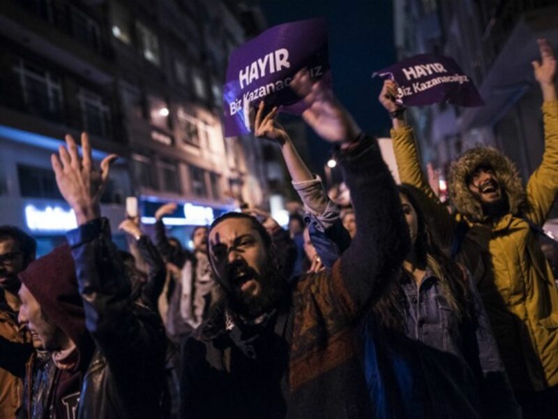 Protestors took to the streets of Istanbul to rally against the referendum results on April 17.