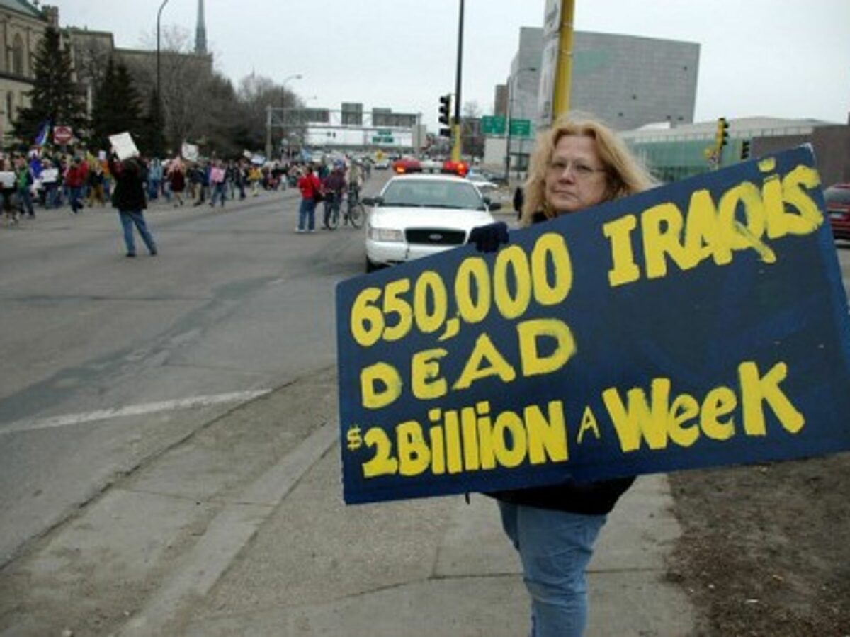Protests accompanied the nine-year war, like this one in 2007 (Andrew Ciscel)