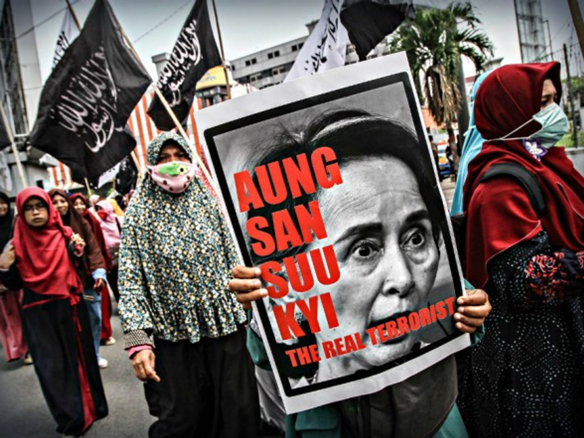 Protests in Indonesia against Aung San Suu Kyi