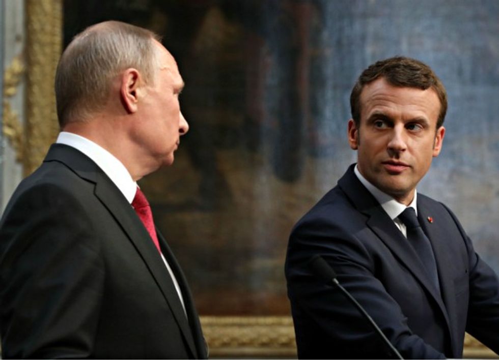 Putin and Macron in Versailles in May