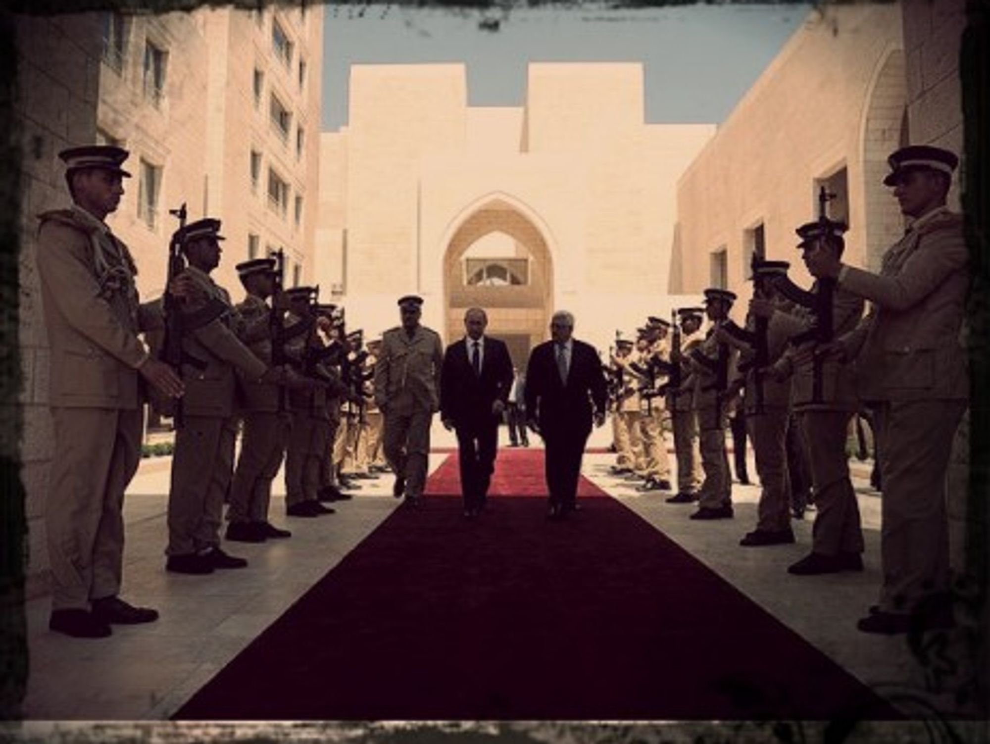 Putin and Palestinian leader Mahmoud Abbas last June