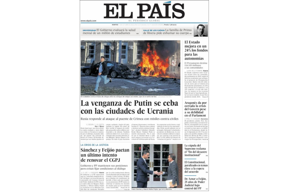 Putin’s Revenge Burning On Spanish Front Page