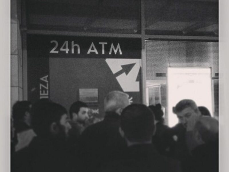 Queues at ATMs in Cyprus. Many are withdrawing the maximum 500 euros each day
