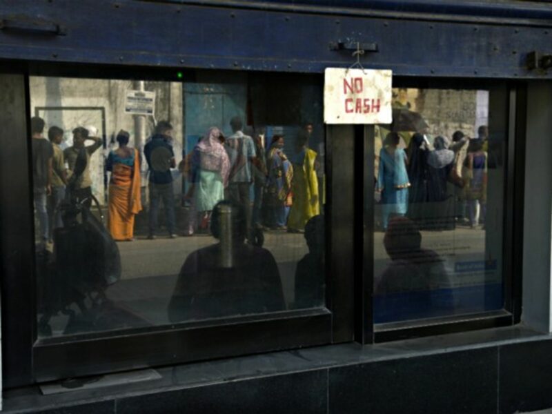 Queuing for cash in India
