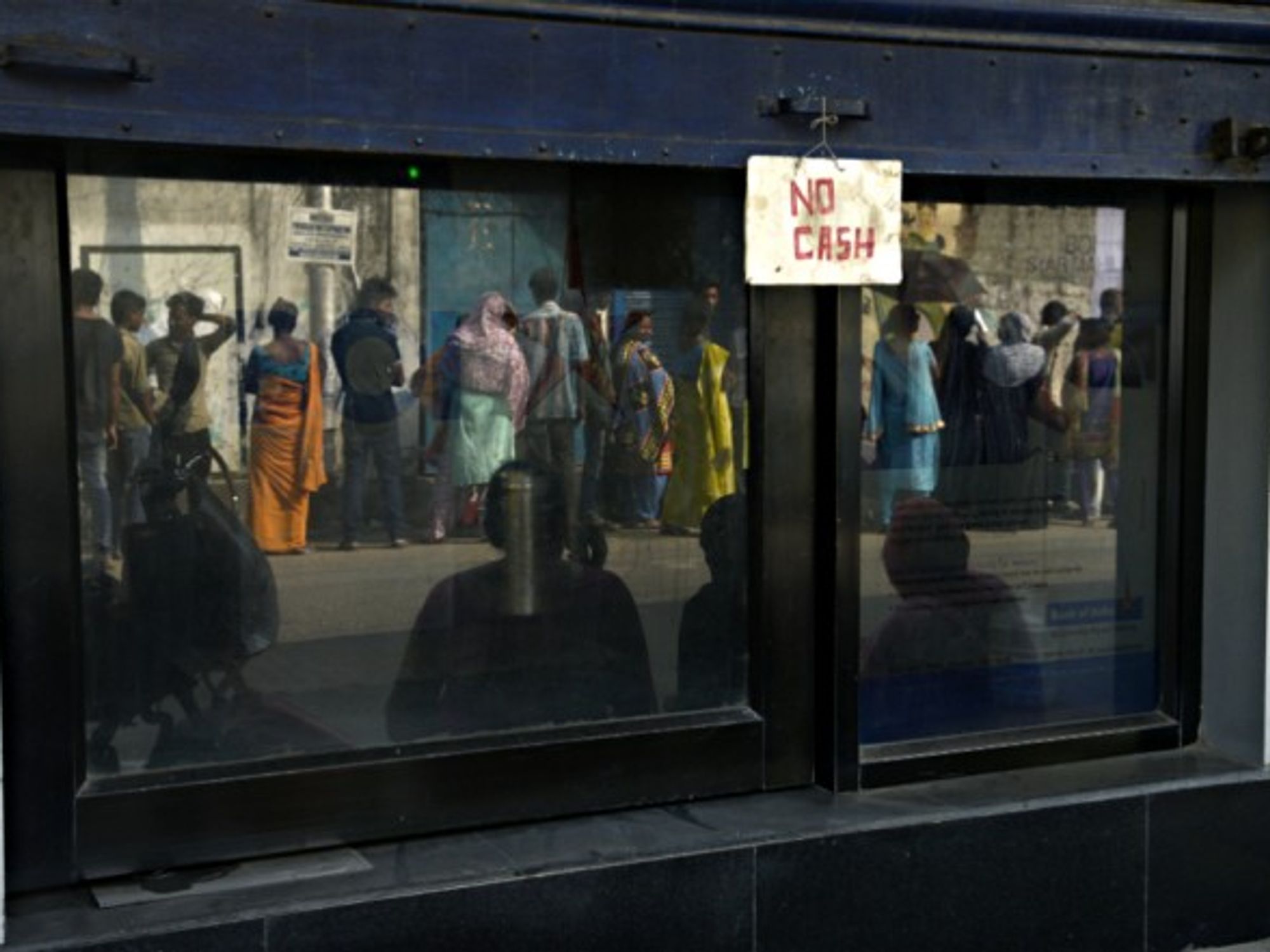 Queuing for cash in India