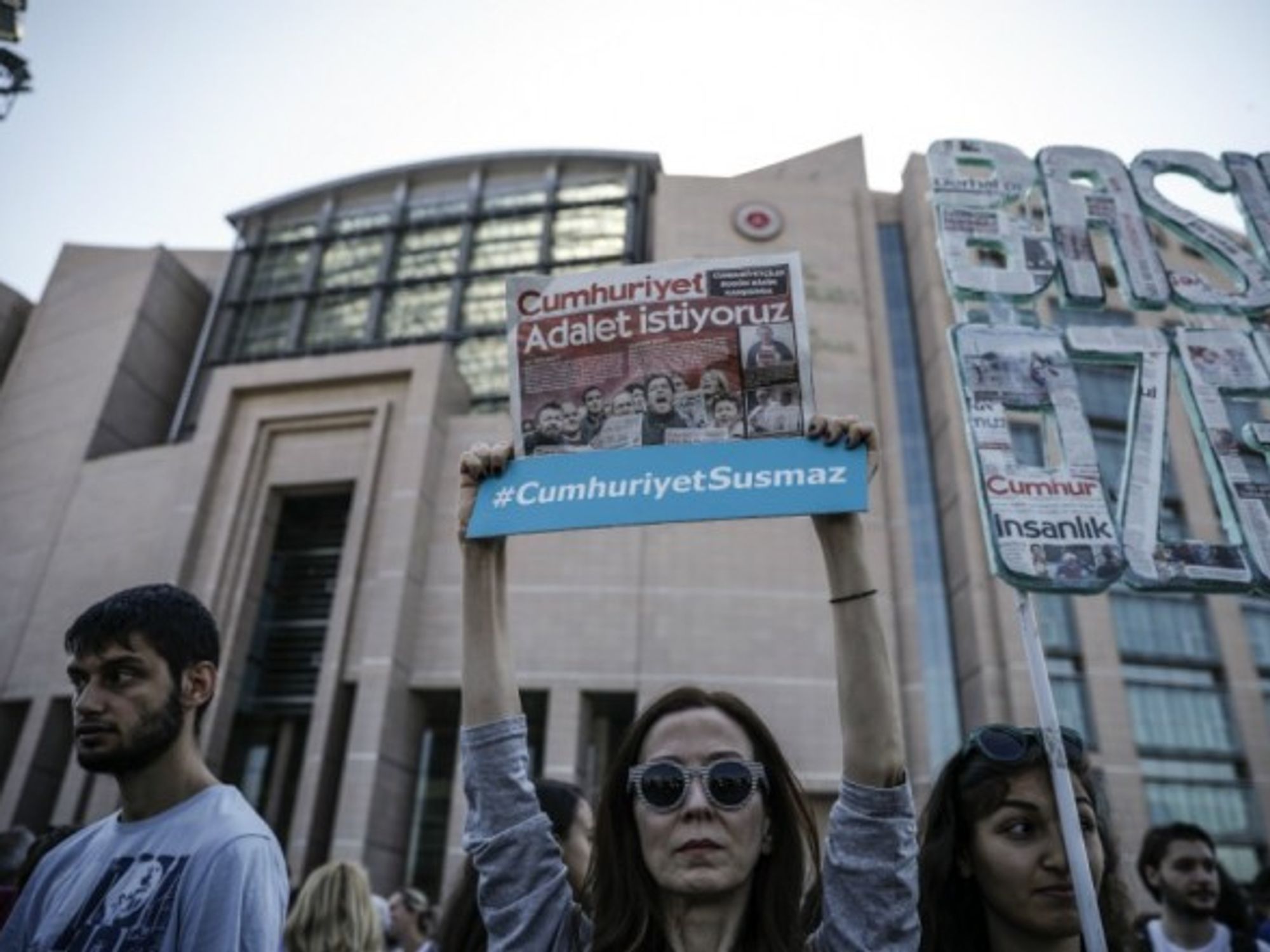 Rally in support of Cumhuriyet journalists in Istanbul on July 24