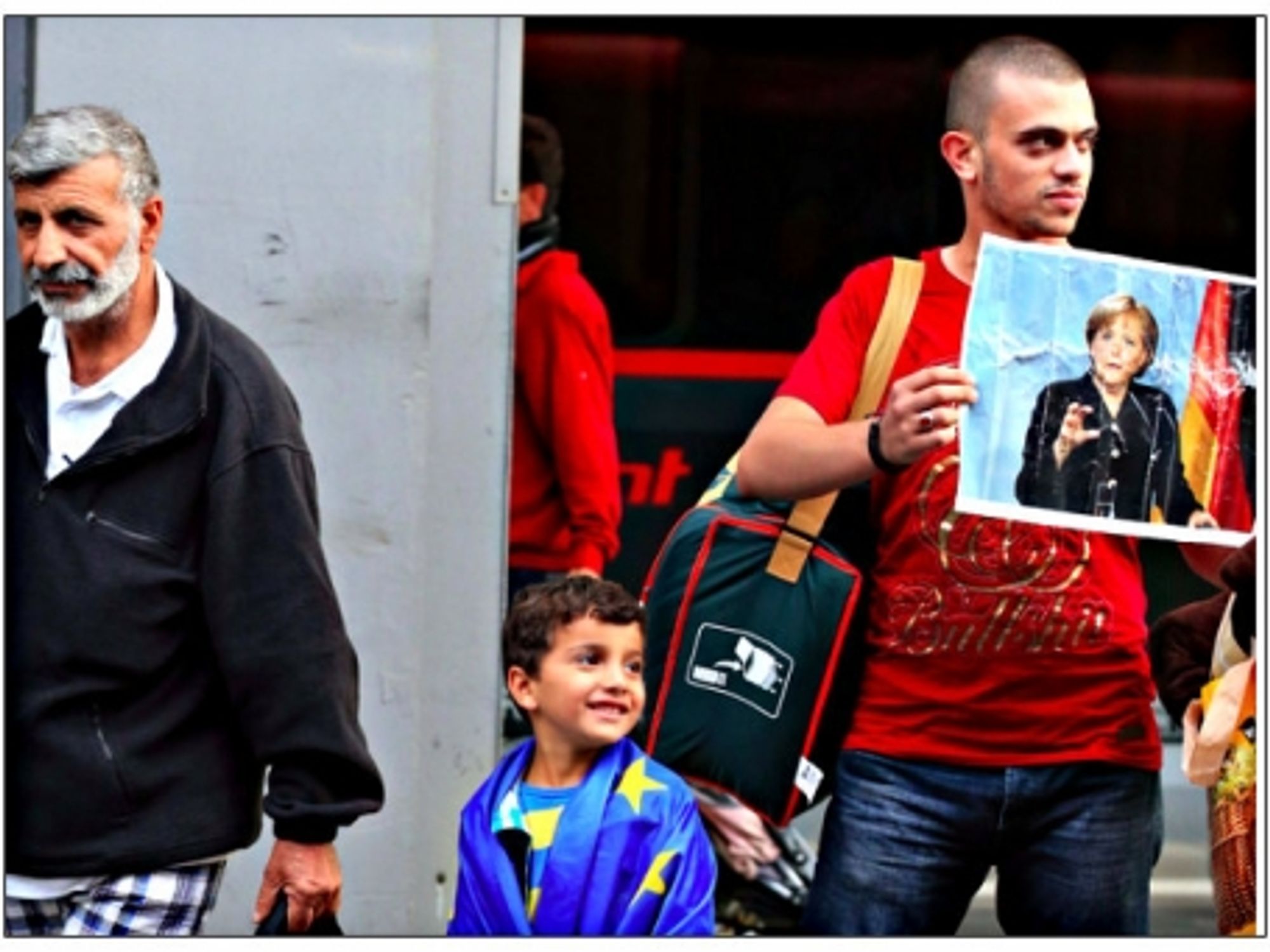 Refugees arriving at the Munich train station on Sep. 5