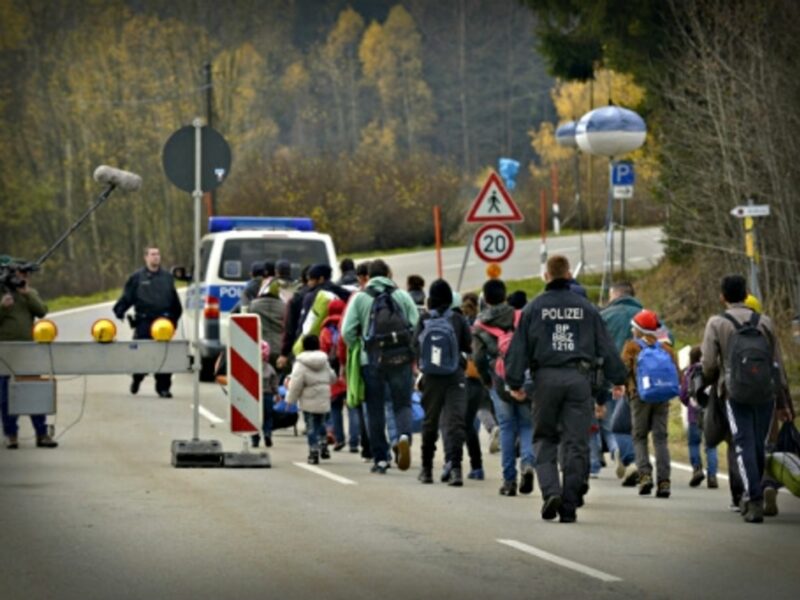 Refugees at the Austrian-German border last month