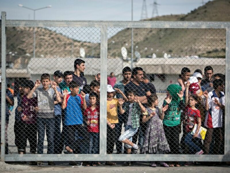 Refugees waiting at the border in Gaziantep, Turkey