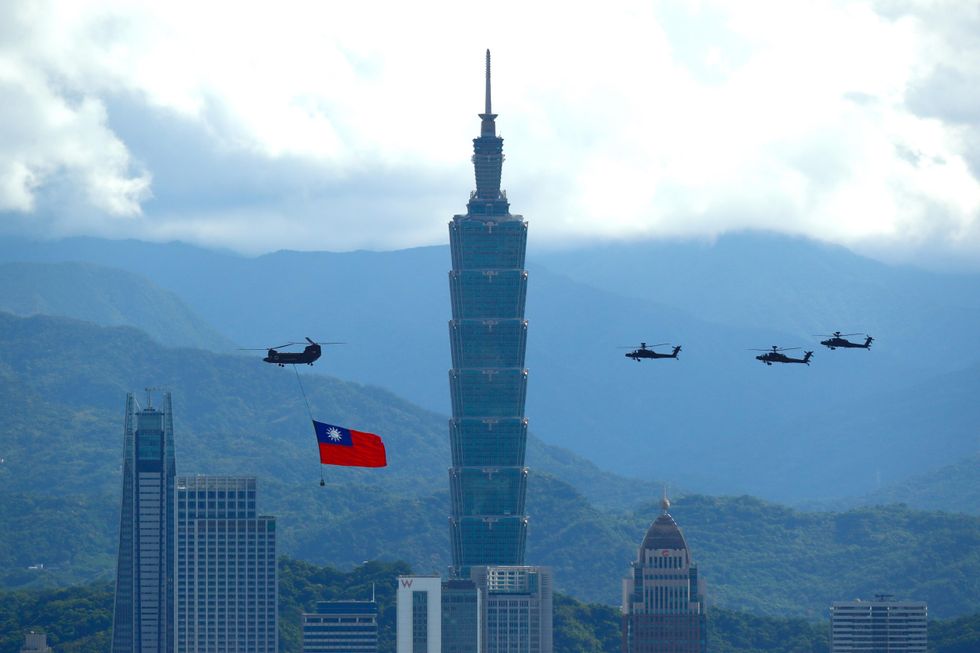 Rehearsing for national day celebrations in Taipei
