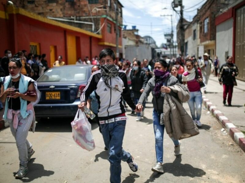 Relatives of inmates rushed to the prison where the riot broke out in Bogota, Colombia
