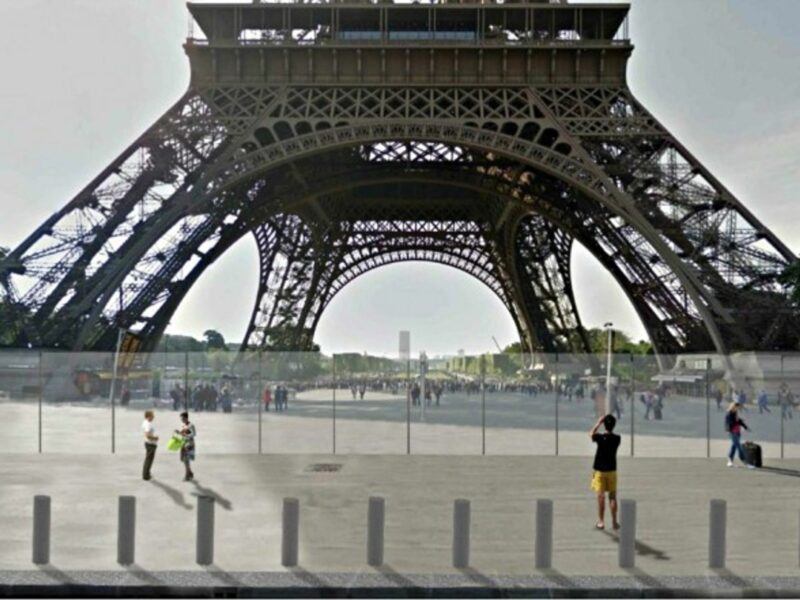 Rendering of the Eiffel Tower's glass wall project