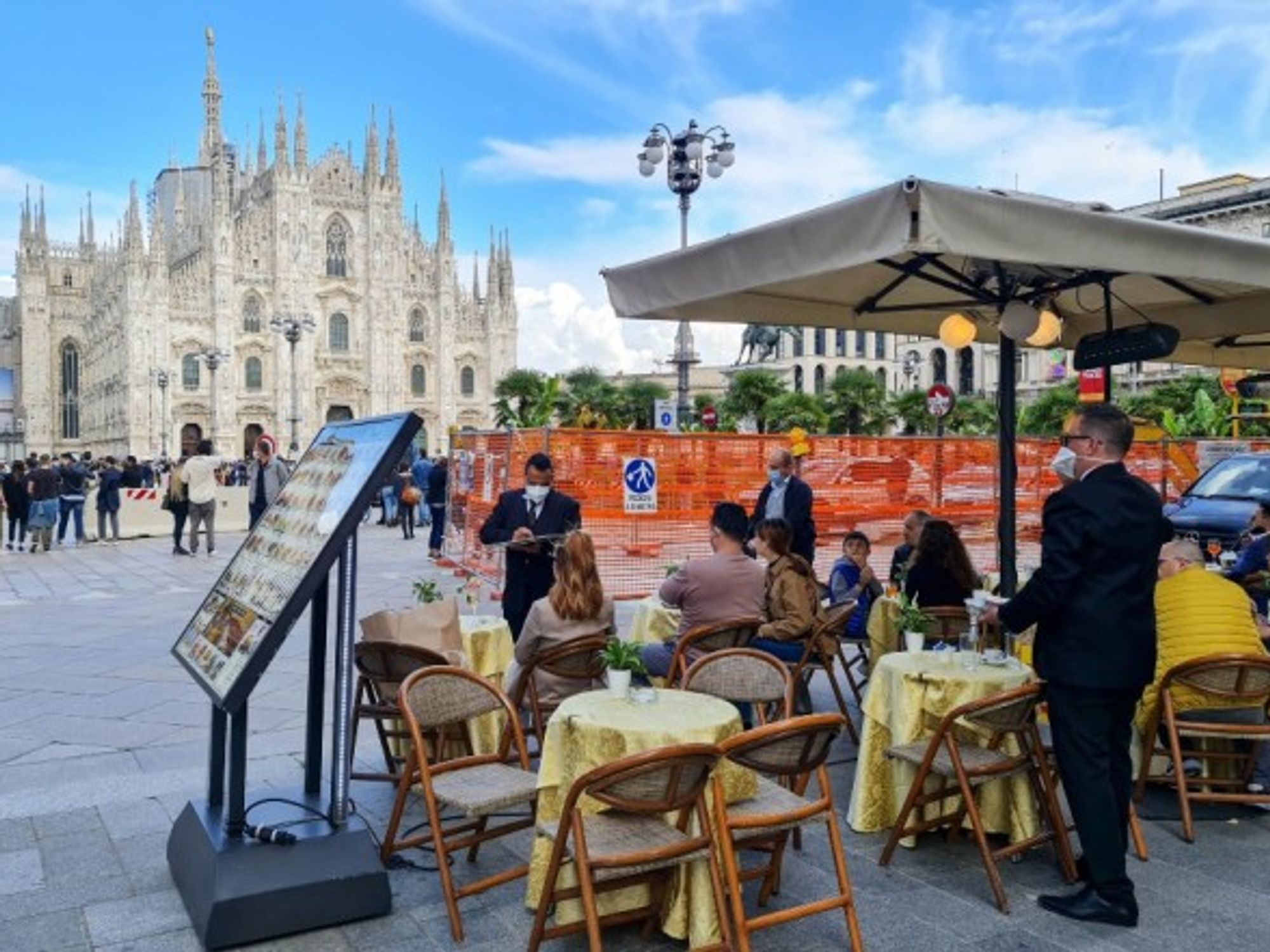 Restaurants and bars reopen in Yellow Zones in Italy. Milan, Italy on May 2, 2021.