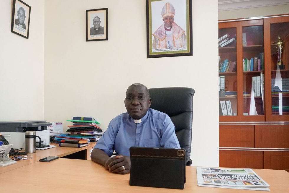 Rev. Canon William Ongeng, in his office at Namirembe Hill in Kampala, Uganda.