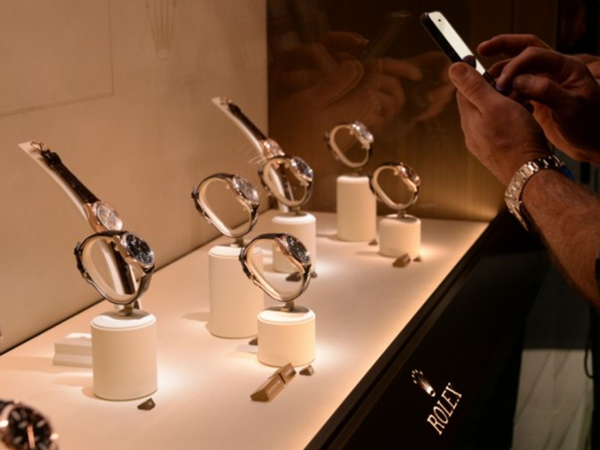 Rolex watches on display in Basel, Switzerland