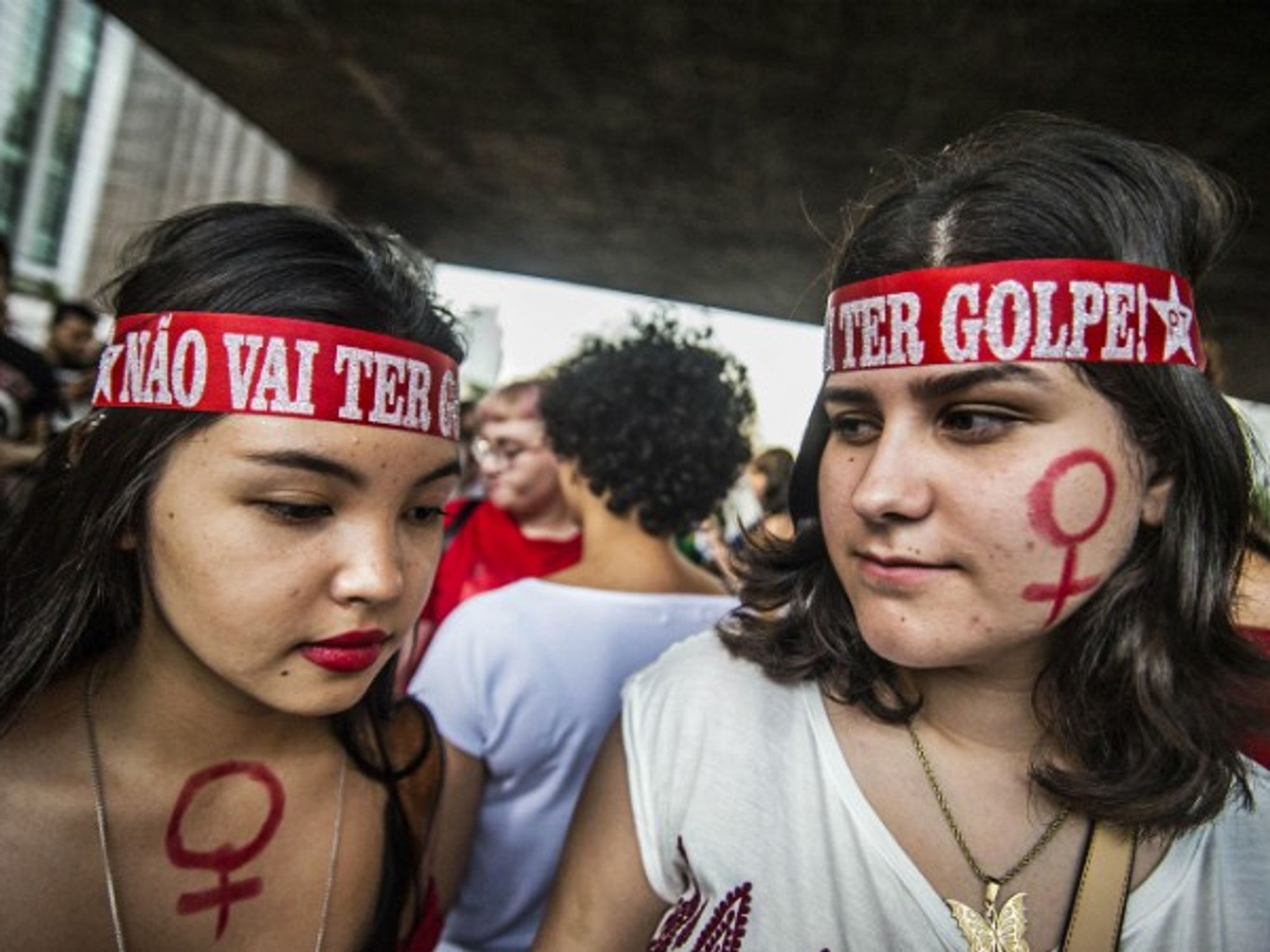Rousseff supporters during a protest against her impeachment in Sao Paulo