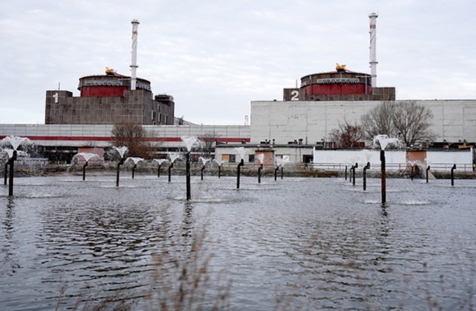 RUSSIA, January 2023: A view of a spray pond of the Zaporozhye Nuclear Power Plant in the city of Energodar