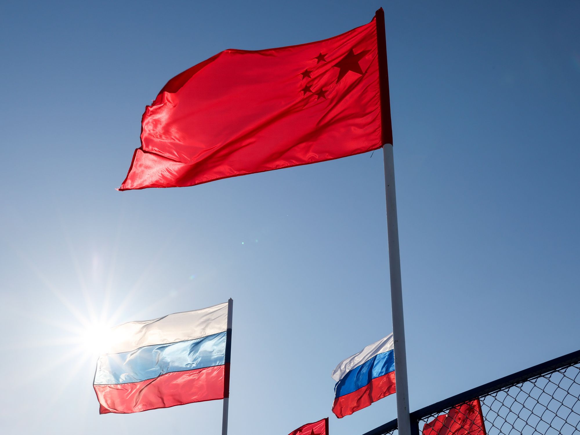 Russian and Chinese flags