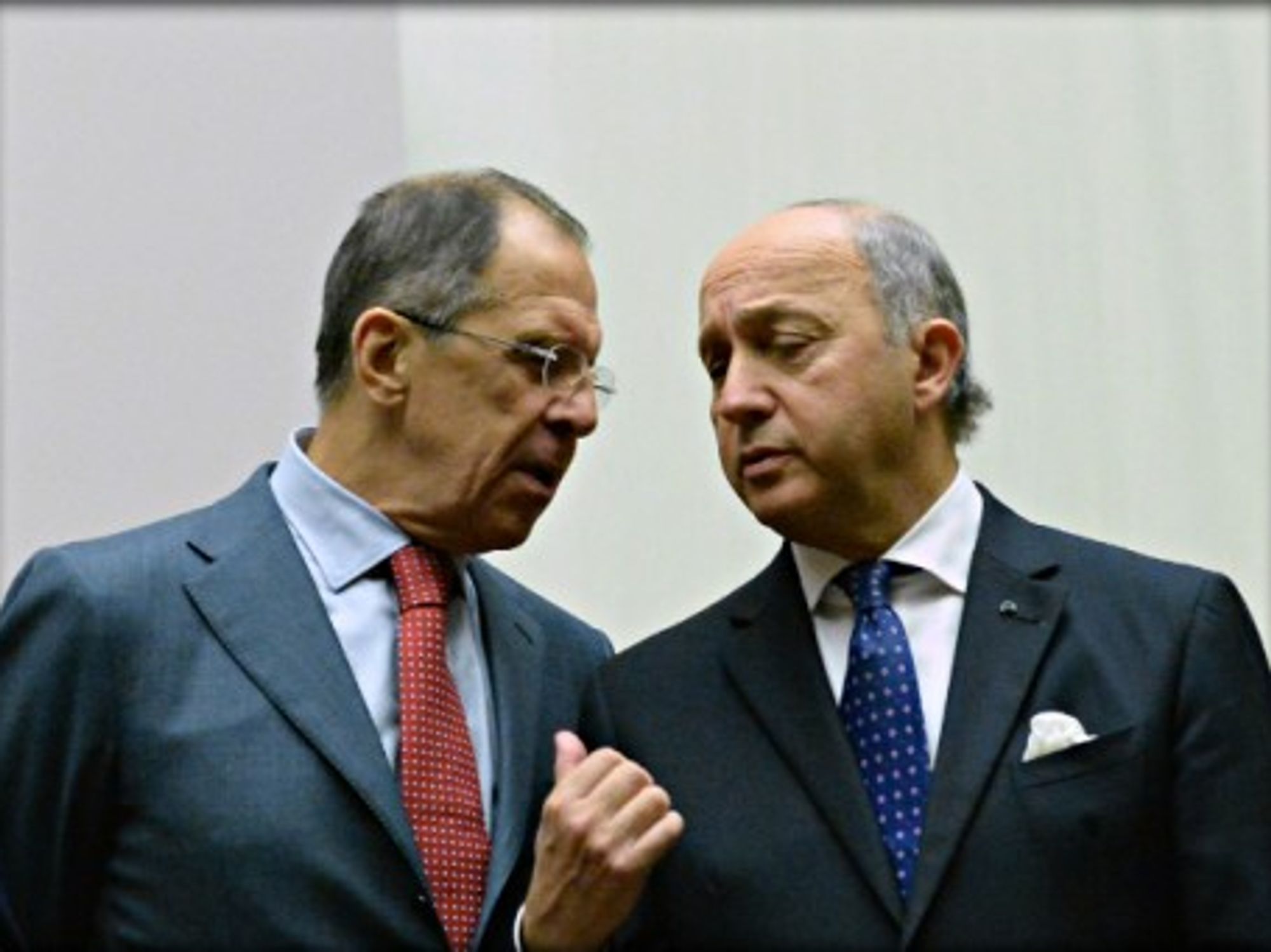 Russian Foreign Minister Sergei Lavrov and French Foreign Minister Laurent Fabius on Nov. 24