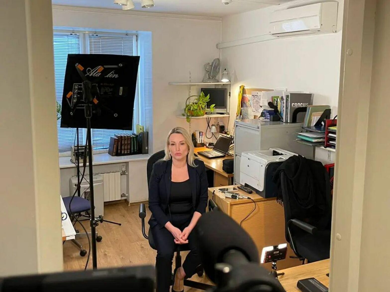 Russian journalist Marina Ovsyannikova during an interview, on April 9​