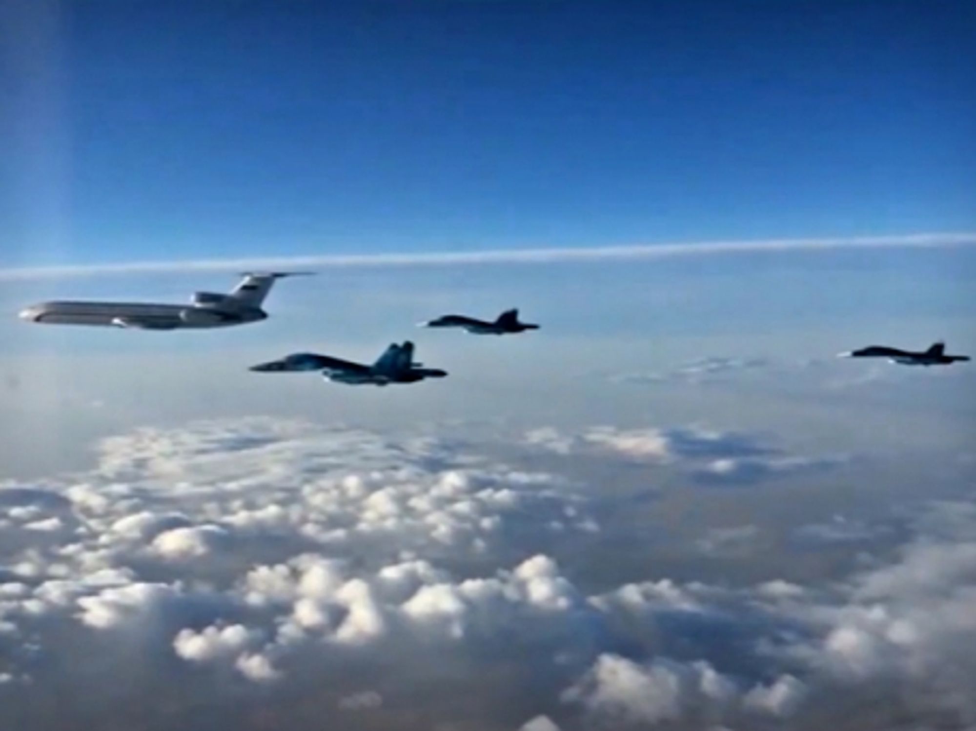 Russian planes heading back to Russia from Hmeimim, Syria, on March 15