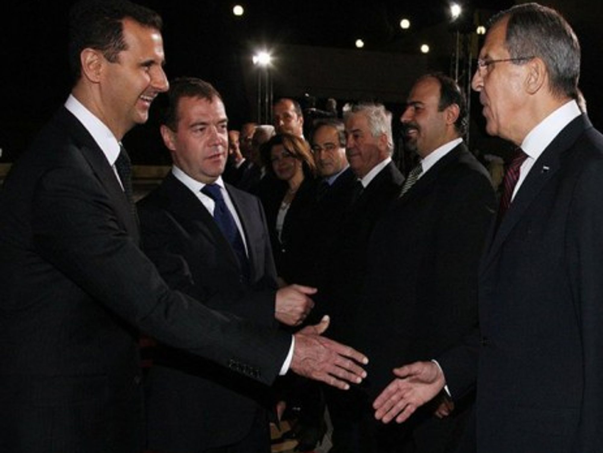 Russian President Medvedev introducing Bashar al-Assad to Foreign Minister Lavrov in Damascus in May 2010 (www.kremlin.ru)