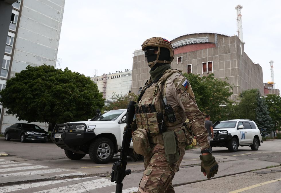 Russian serviceman is seen at the Zaporizhzhia Nuclear Power Plant