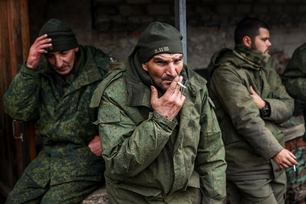Russian servicemen in Donetsk