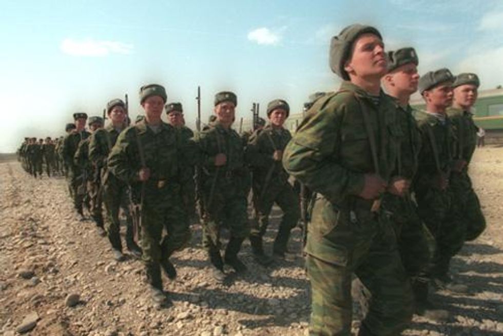 Russian soldiers in Khankala, Chechnya