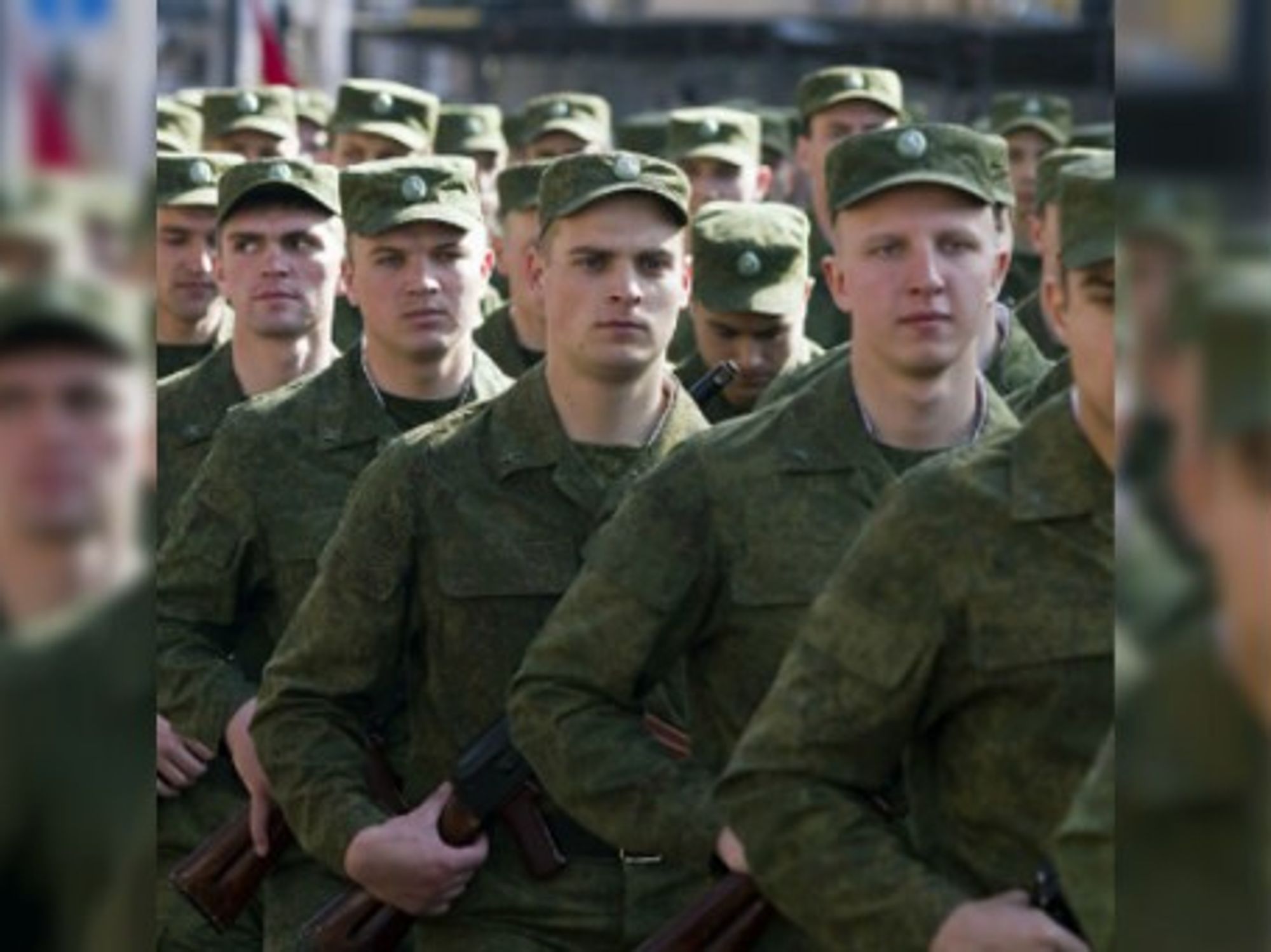Russian soldiers on parade in Saint Petersburg