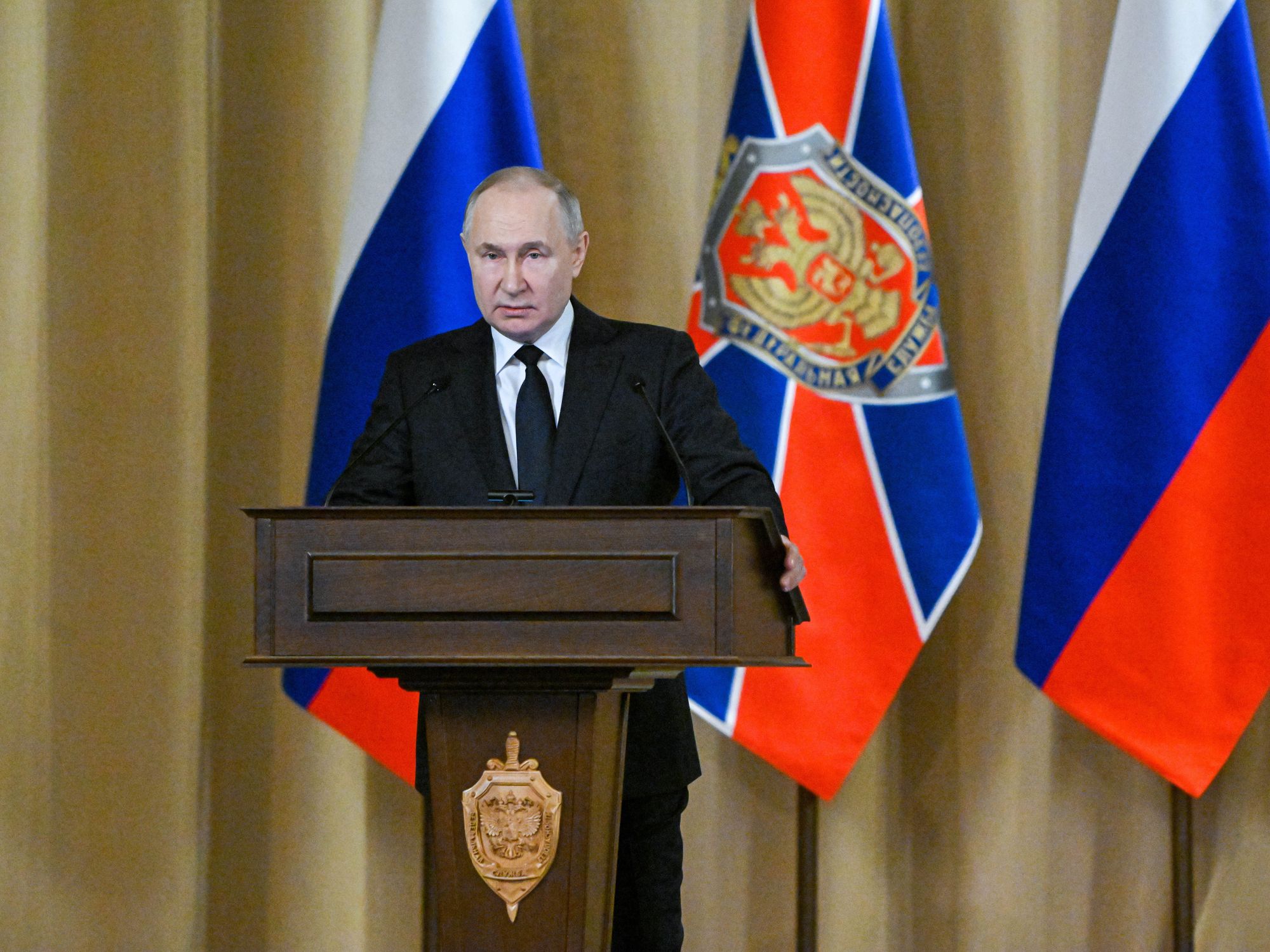 Russia's President Vladimir Putin addresses a board meeting of the Federal Security Service.