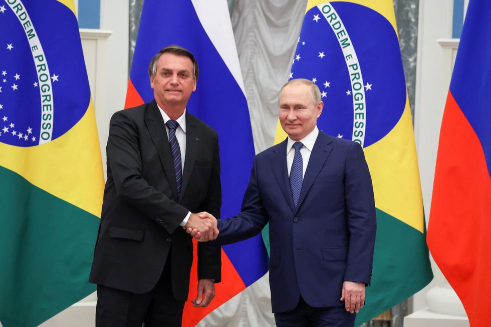 Russia's President Vladimir Putin and Brazil's President Jair Bolsonaro February 2022