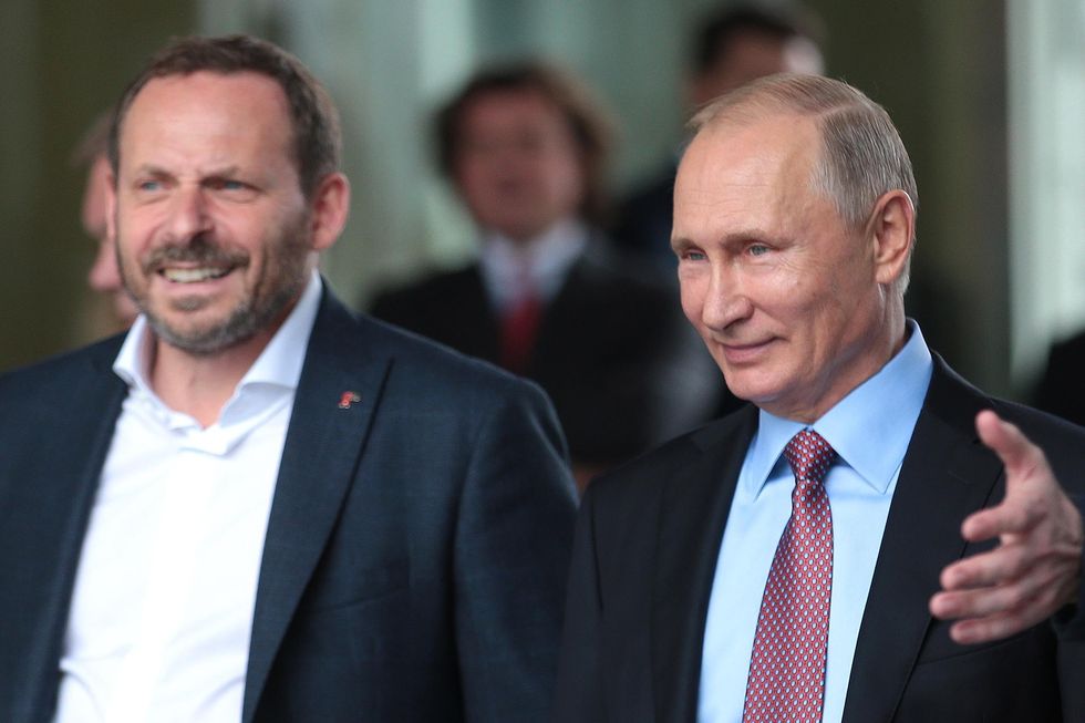 Russia's President Vladimir Putin and Yandex CEO Arkady Volozh in 2017