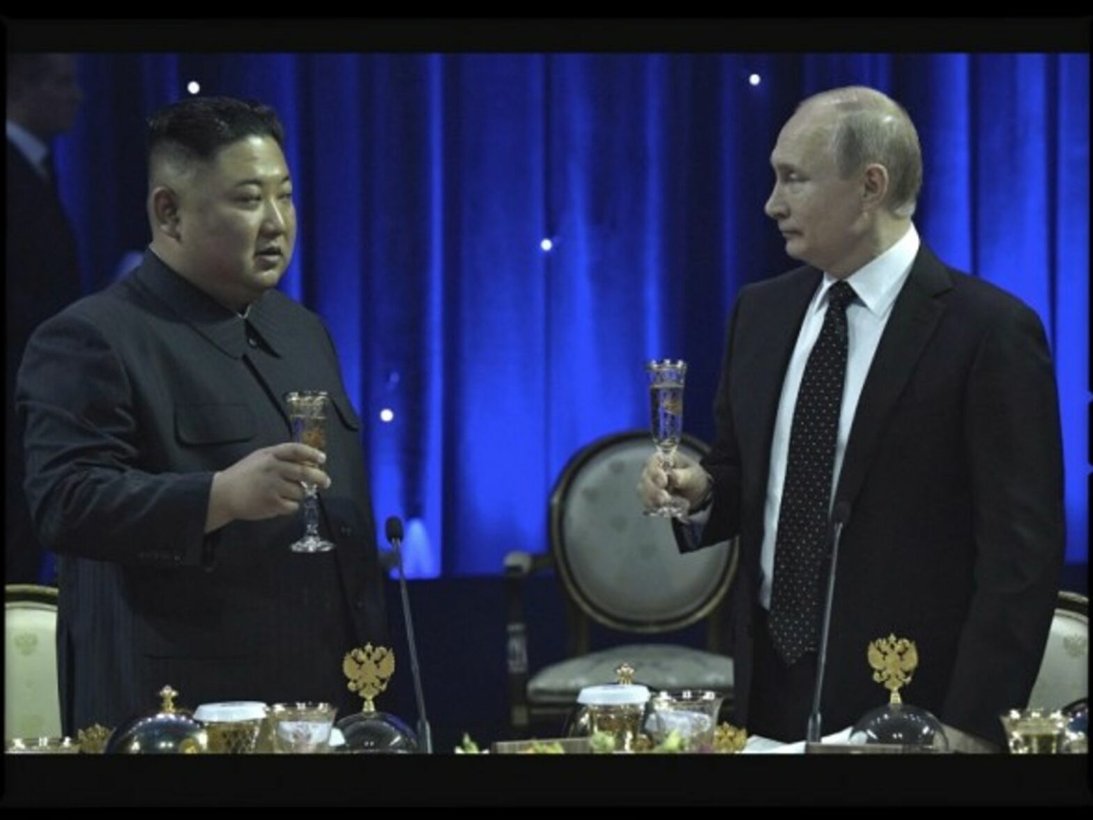 Russia's Putin and North Korea's Kim in Moscow last April