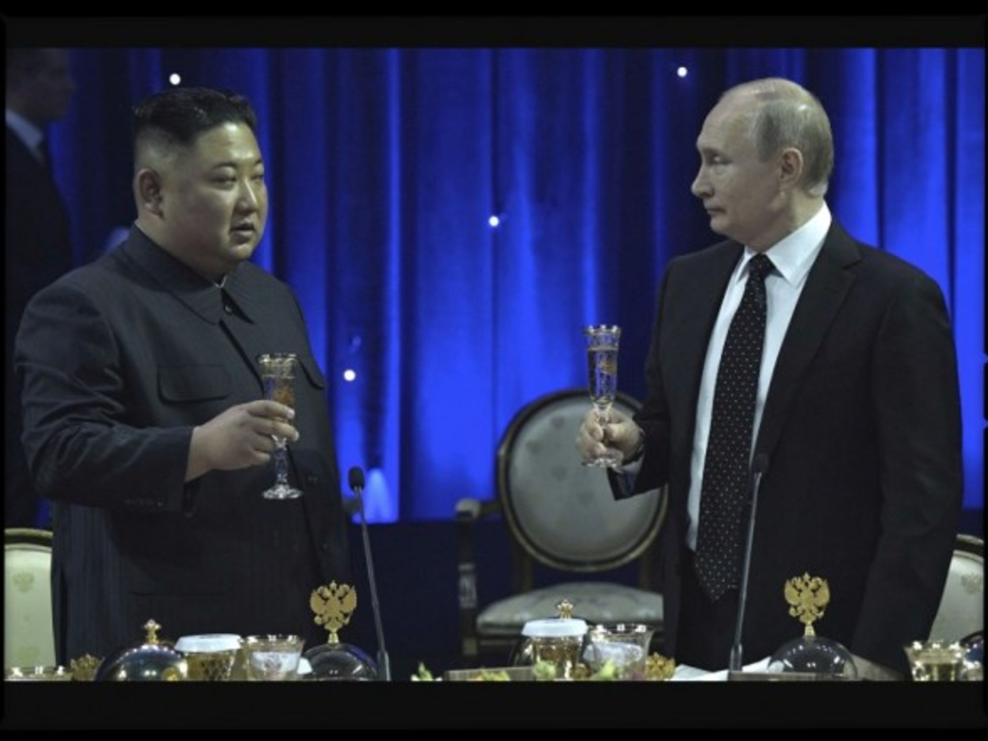 Russia's Putin and North Korea's Kim in Moscow last April