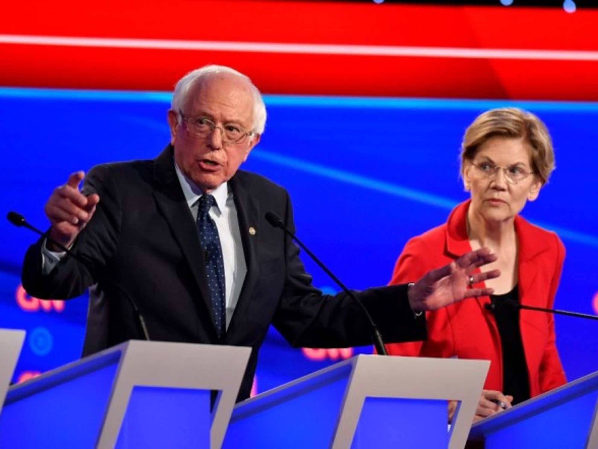 Sanders and Warren at the July 30 debate