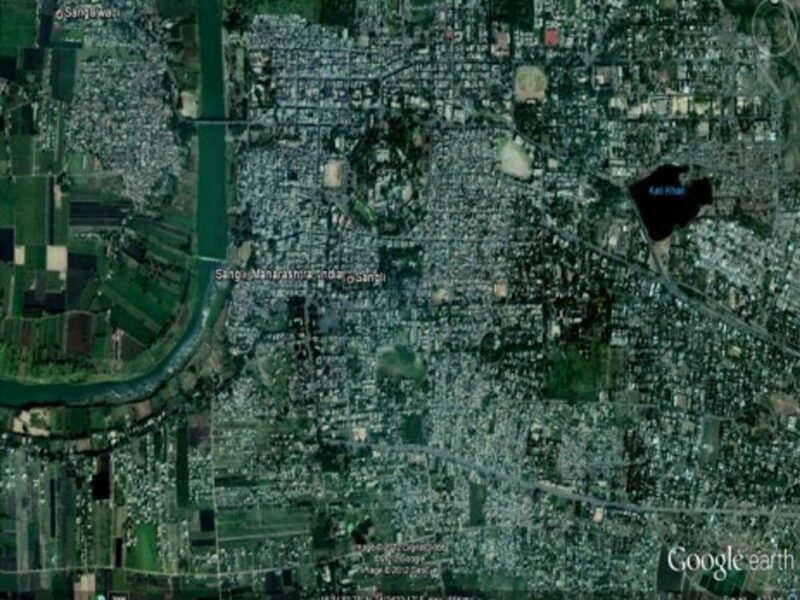 Sangli seen from above on Google Earth.