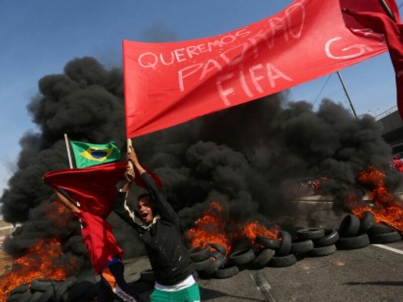 Sao Paulo protests on May 15, 2014, against the cost of hosting the football World Cup.