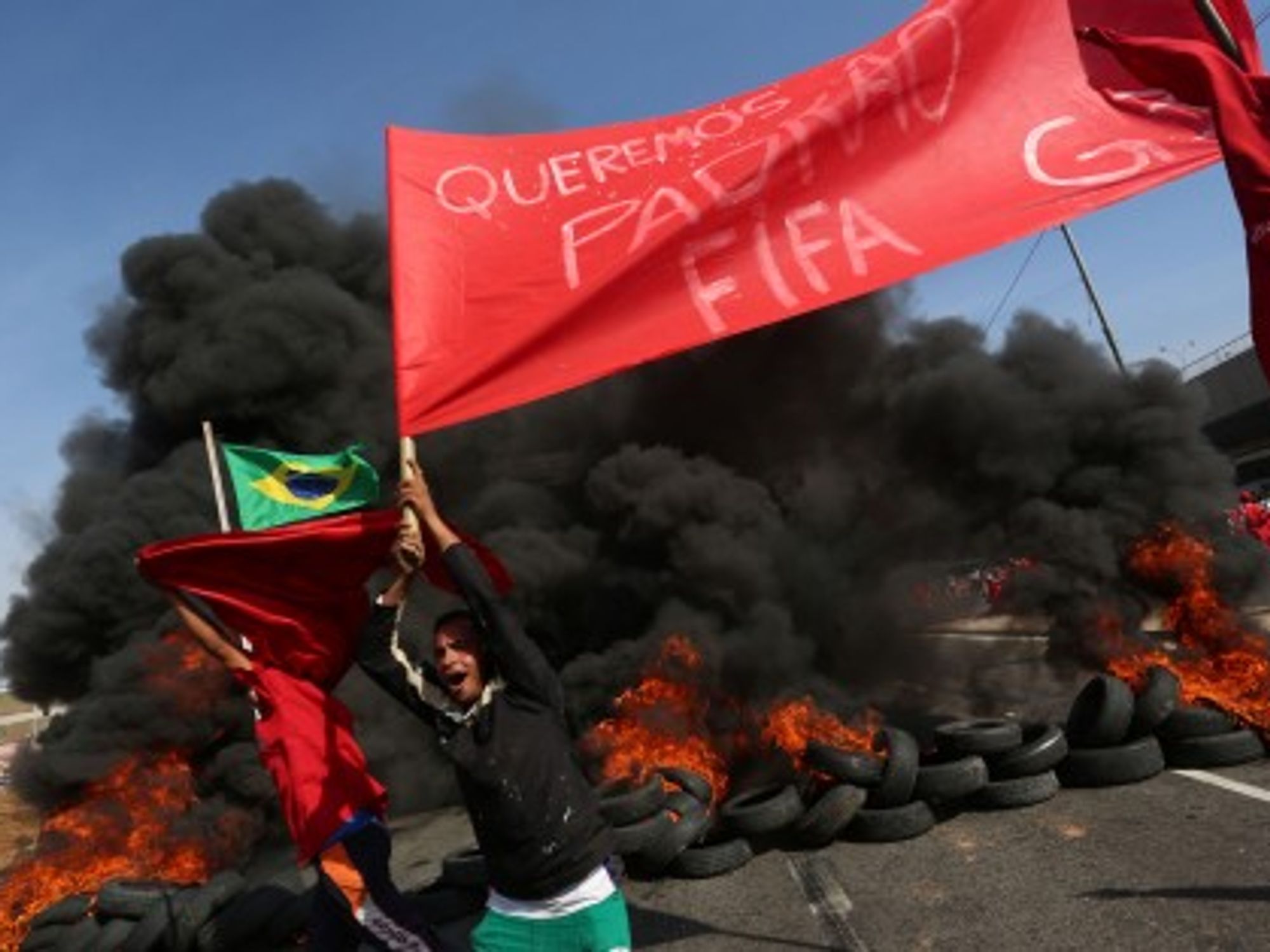 Sao Paulo protests on May 15, 2014, against the cost of hosting the football World Cup.