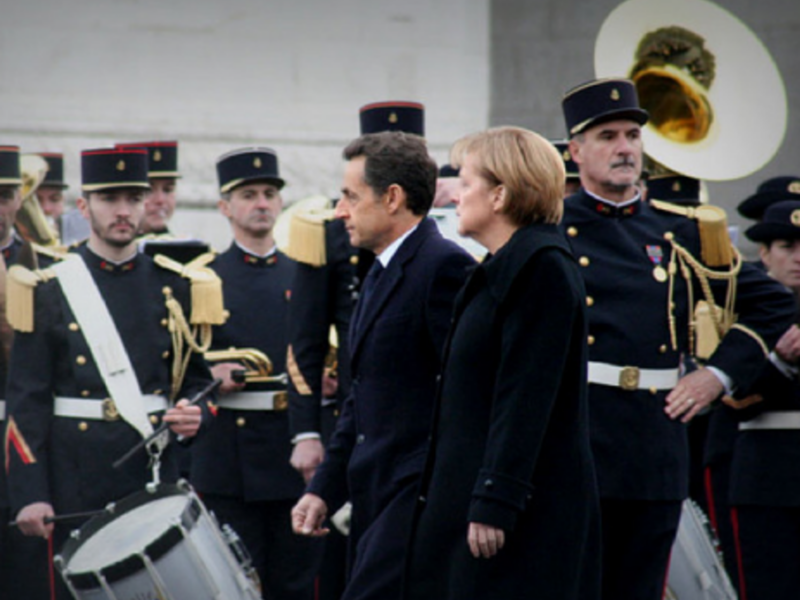 Sarkozy and Merkel in Paris, in 2009 (Anna Tesar)