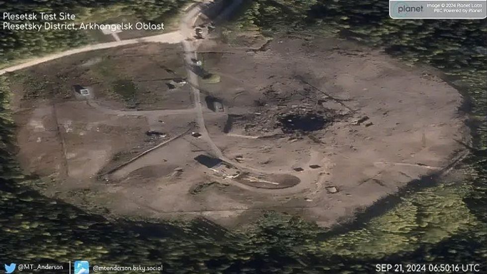 Satellite imagery of the aftermath of the failed Sarmat launch at the Plesetsk airfield cosmodrome