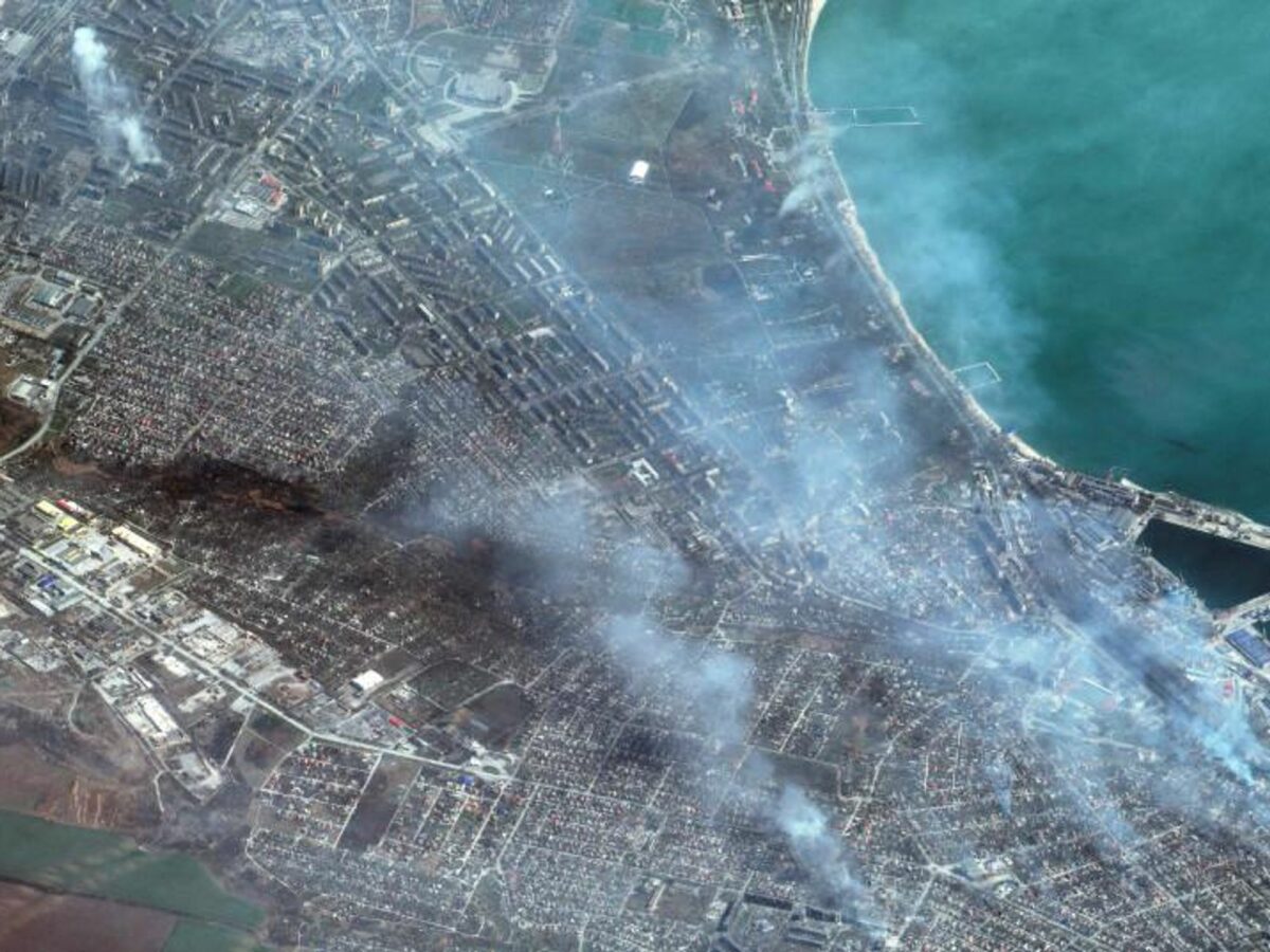 Satellite picture of Azovstal steel plant in Mariupol