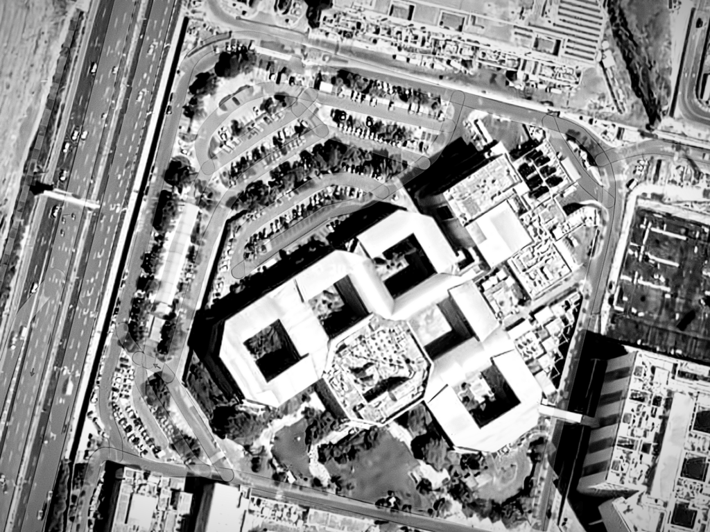 Satellite view of Mossad's headquarters near Tel Aviv