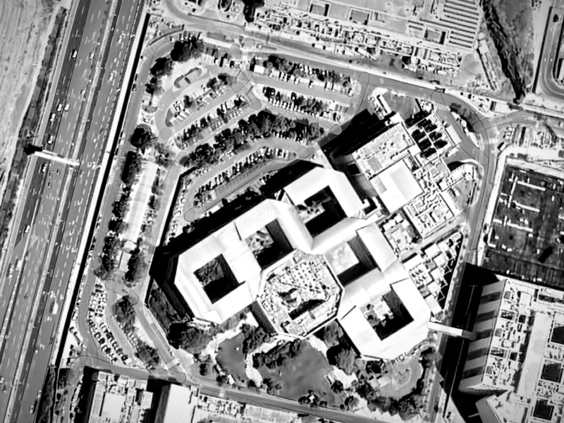 Satellite view of Mossad's headquarters near Tel Aviv