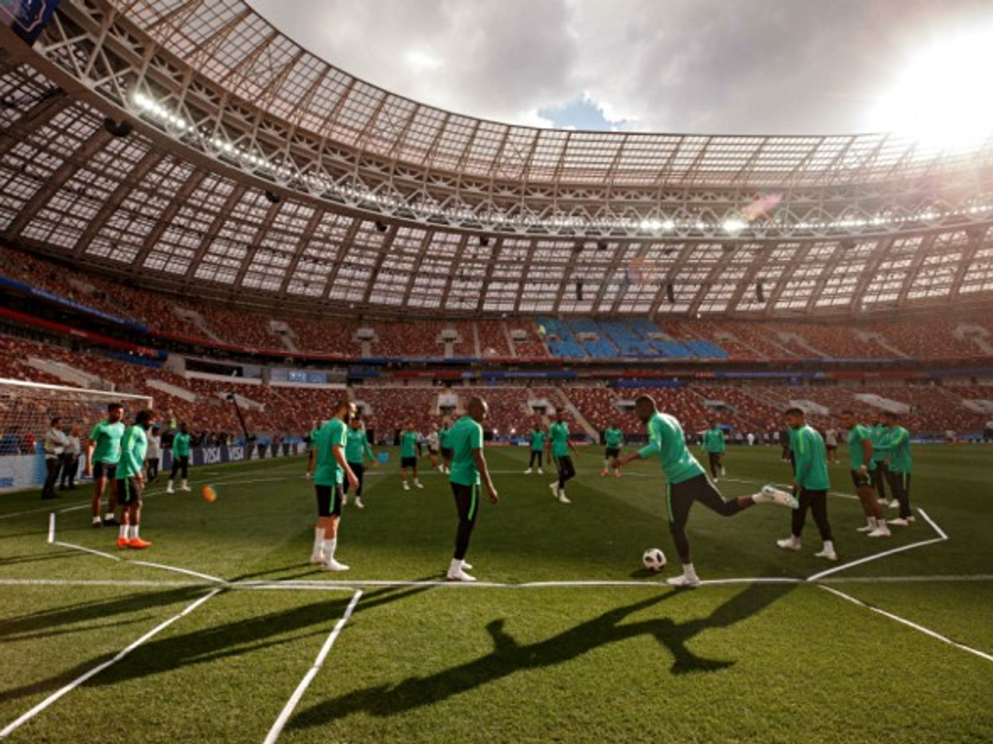 Saudi Arabia players during official training before opening match of the World Cup 2018