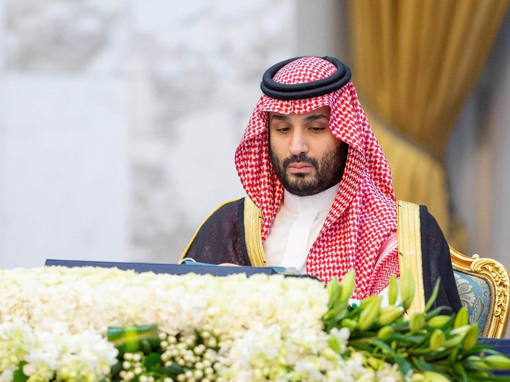Saudi Crown Prince Mohammed bin Salman leads a cabinet meeting..