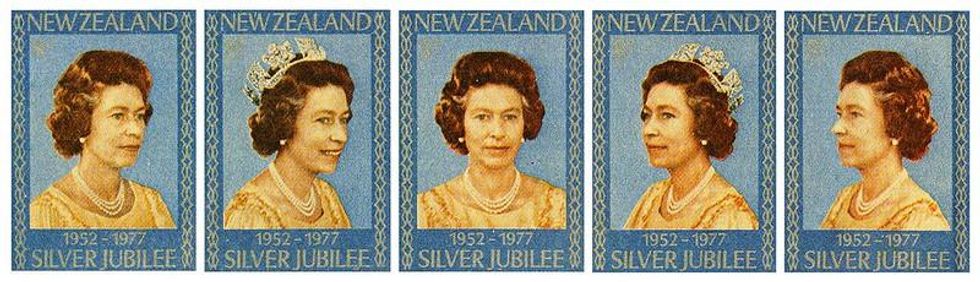 Scan of Elizabeth II stamps issued on the occasion of the Queen's Silver Jubilee