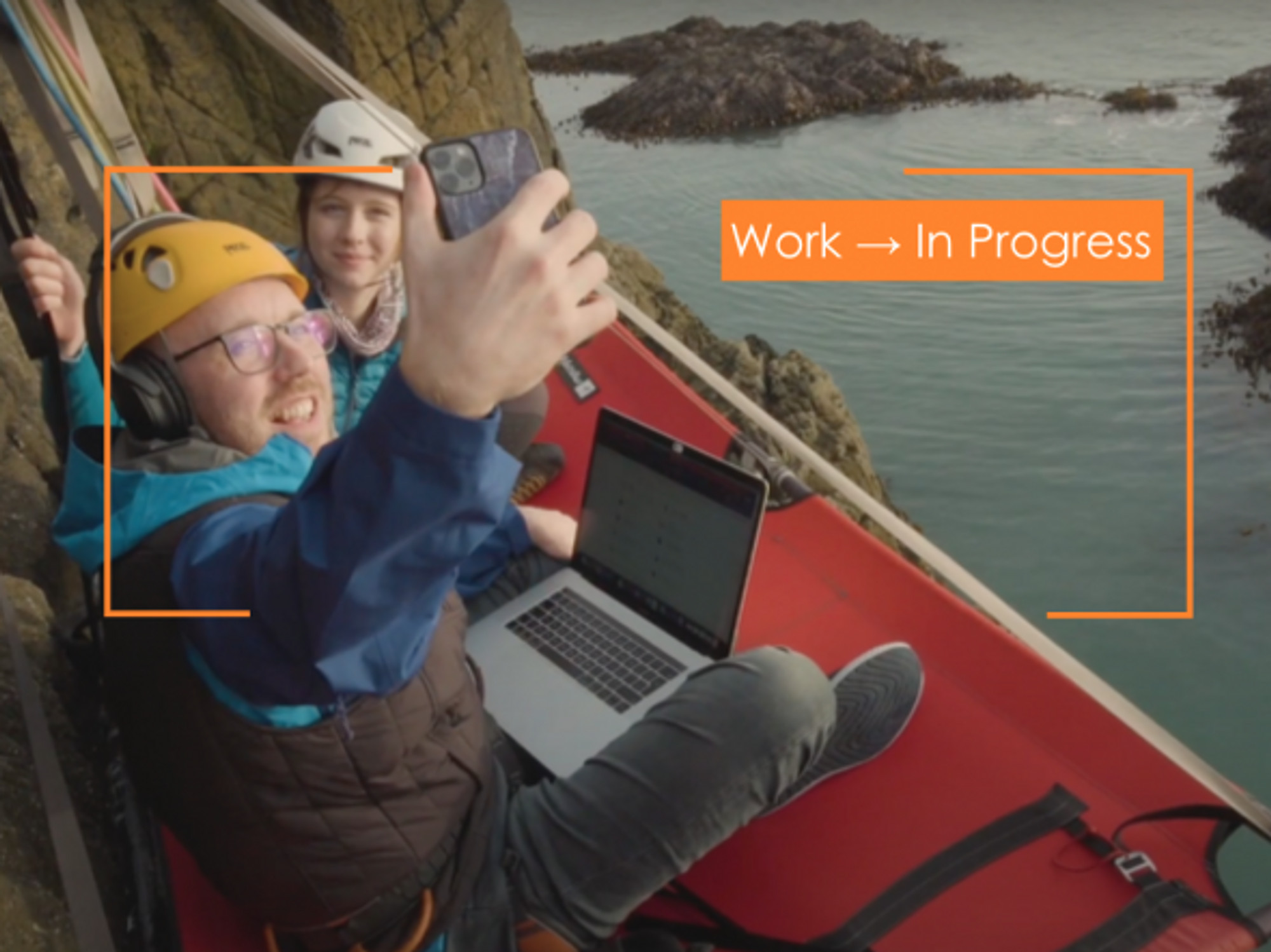 Scottish call-center consultant Jason Griffin suspended his new workspace from a cliff in Wales